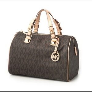 Michael Kors Large Monogram Satchel with Matching Wallet AUTHENTIC!!!